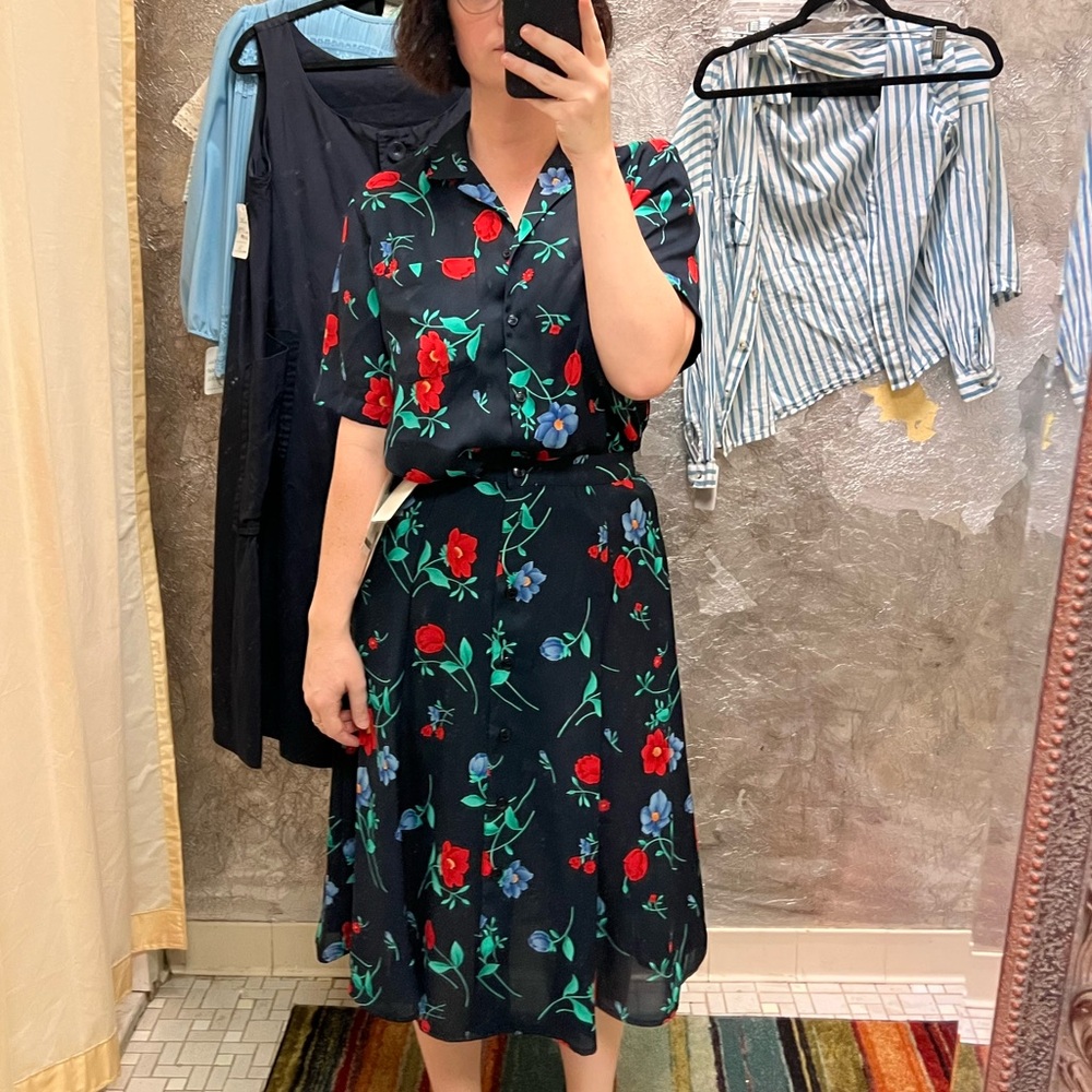 Vintage Alfred Dunner Floral Matching Set - Shirt and Skirt